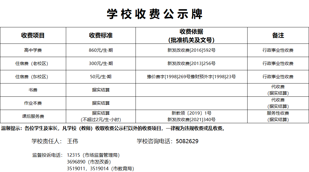 收費公示